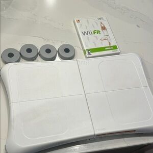 Nintendo White Wii Balance Board with Wii Fit Game and Four Gray Sensors